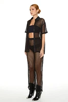 Sheer Crochet Shirt & Pants Set