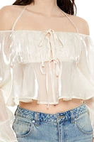 Open-Shoulder Halter Crop Top