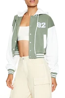 Hooded Letterman Bomber Jacket