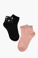 Floral Quarter Socks Set - 2 pack