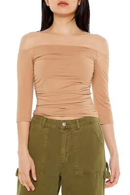 Ruched Off-the-Shoulder Crop Top