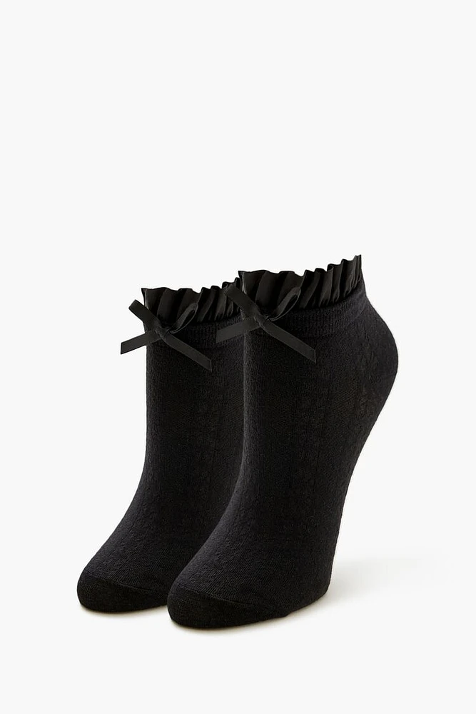 Ruffle-Trim Bow Quarter Socks