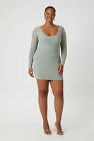 Plus Surplice Combo Sweater Dress