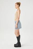 Low-Rise Denim Cargo Skirt