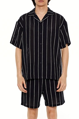 Pinstriped Cuban-Collar Shirt