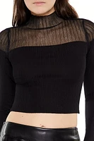 Mock Neck Sweater-Knit Crop Top