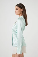 Satin Trumpet-Sleeve Shirt