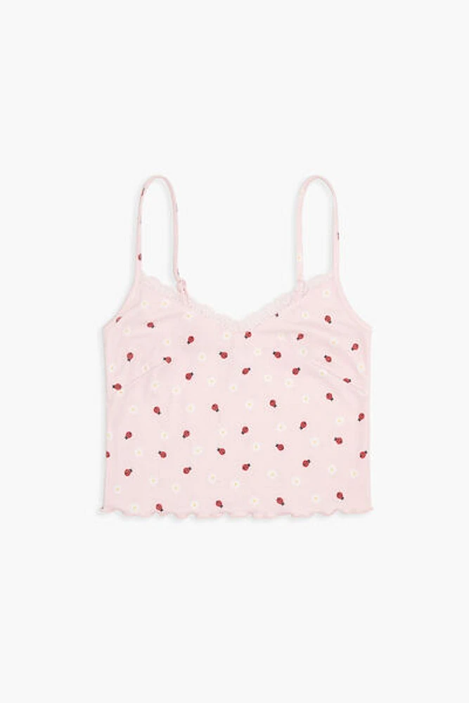 Lace-Trim Ladybug Pajama Cami