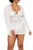 Plus Crochet Swim Cover-Up Dress