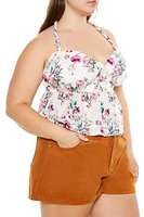 Plus Floral Print T-Back Cami