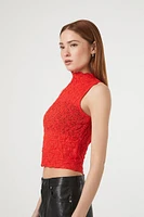 Mock Neck Lace Crop Top