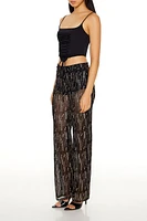 Glitter High-Rise Straight Pants