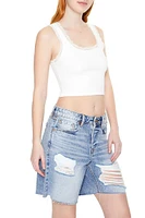 Lace-Trim Cropped Tank Top