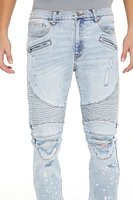 Bleach Dye Moto Skinny Jeans