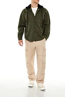 Hooded Curved-Hem Shacket