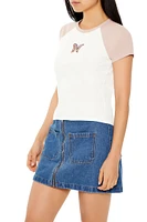 Embroidered Butterfly Raglan Tee
