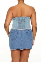 Plus Stretch-Denim Tube Top