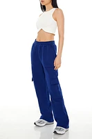 Fleece Wide-Leg Cargo Sweatpants