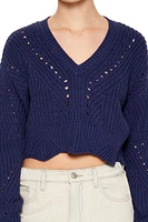 Open-Knit Cropped Sweater