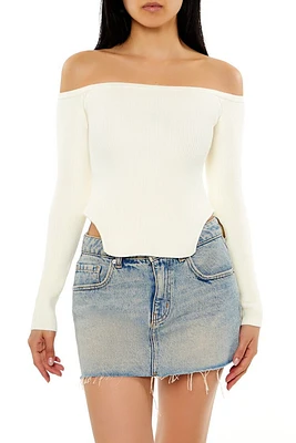 Off-the-Shoulder Cutout-Hem Sweater