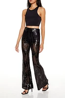 Sequin High-Rise Flare Pants