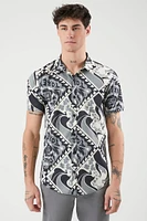 Ornate Print Curved-Hem Shirt