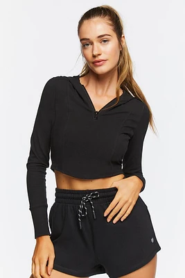 Active Hooded Half-Zip Crop Top