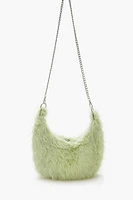 Faux Fur Crescent Shoulder Bag