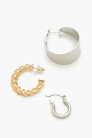 Two-Tone Twisted Hoop Earring Set