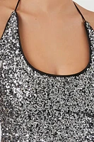 Metallic Sequin Halter Top