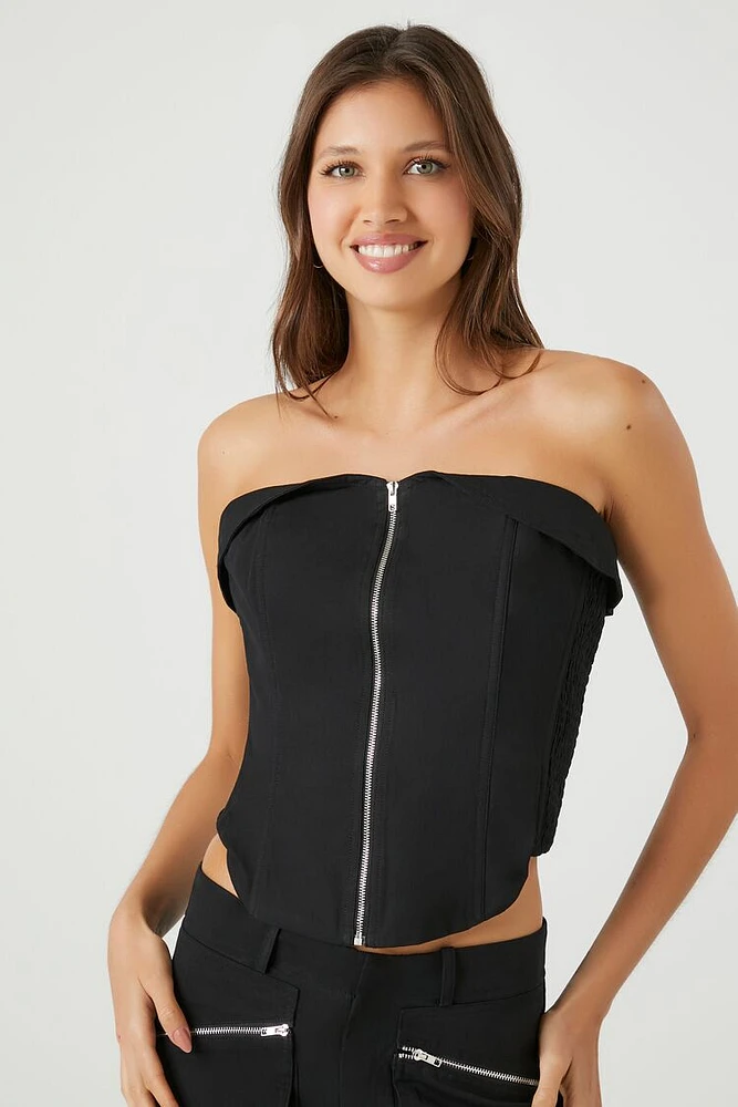 Cropped Zip-Up Tube Top