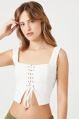 Cropped Lace-Up Tank Top