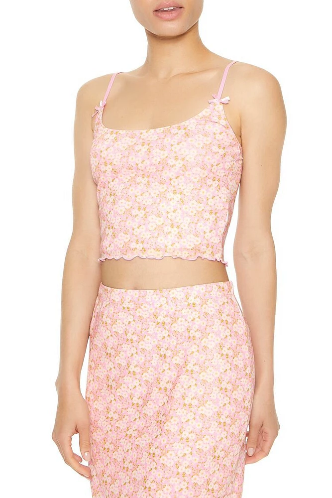 Floral Print Bow Cropped Cami