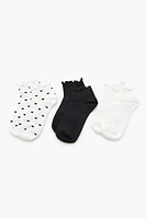 Lettuce-Edge Ankle Socks Set - 3 pack