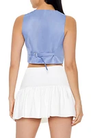 Notched Sleeveless Crop Top