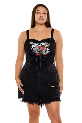 Plus Hot Rod Graphic Crop Top