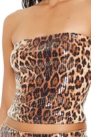 Sequin Leopard Print Tube Top