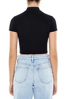 Mock Neck Cropped Tee