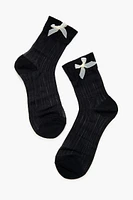 Bow Ribbed Crew Socks