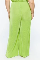 Plus Plisse Lettuce-Edge Wide-Leg Pants