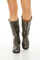 Studded Faux Leather Boots