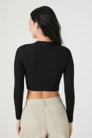 Notched Sweater-Knit Crop Top