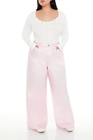 Plus Bow Embroidered Pants