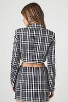 Plaid Rhinestone-Trim Cropped Blazer