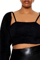 Plus Cardigan Shrug Sweater & Cami Set
