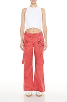 Buckled Twill Wide-Leg Pants