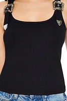 Buckle Rib-Knit Tank Top