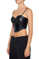 Faux Leather Cutout Bustier Top