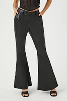Faux Leather Flare-Leg Pants