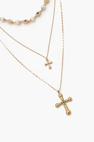 Layered Cross Pendant Necklace